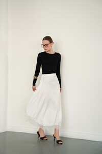 D 2930 DANTEL DETAYLI SATEN ETEK - KREM #3