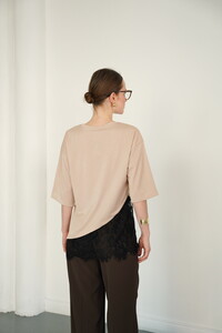 D 2985 DANTEL DETAYLI ÇİZGİLİ T SHIRT - TAŞ #5