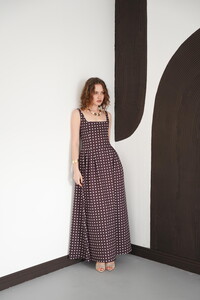 Puantiyeli Askılı Boydan Toptan Elbise - Kahve Taş | D3004 - Topshow #2