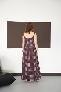 Puantiyeli Askılı Boydan Toptan Elbise - Kahve Taş | D3004 - Topshow #5