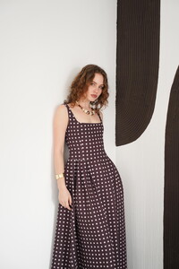 Puantiyeli Askılı Boydan Toptan Elbise - Kahve Taş | D3004 - Topshow #4