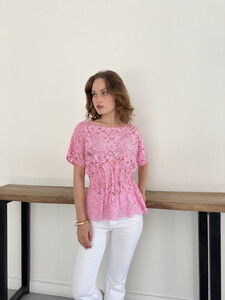 Topshow Beli Gipeli Brode Bluz - Pembe | D2966 #2