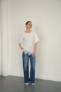 D 2992 ETEK UCU DSNTEL BİSİKLET YAKA T-SHIRT - KREM #2