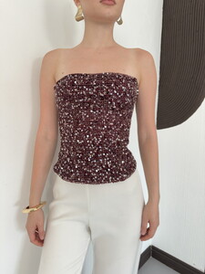 D 3123 PUL PAYET STRAPLEZ BLUZ - BORDO #4