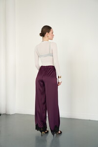 D2969 PAÇASI DANTELLİ SATEN PANTOLON - MÜRDÜM #5