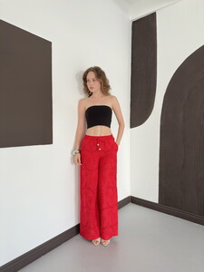 D 2876 NAKIŞLI  PANTOLON - KIRMIZI #4