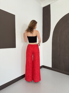 D 2876 NAKIŞLI  PANTOLON - KIRMIZI #5