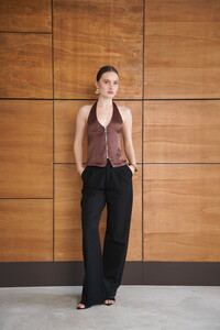 D 2952 FERMUARLI SATEN YELEK - KAHVE #2