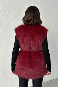 Suni Kürk Yelek - BORDO #4