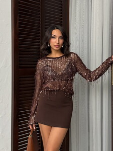 Topshow  | Pul Palet Bluz - Kahve | F1612 #3