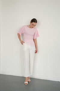 D 2992 ETEK UCU DSNTEL BİSİKLET YAKA T-SHIRT - PEMBE #2