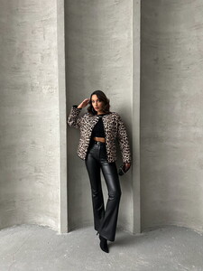 Topshow Leopar Leopar Desenli Kapitone Toptan Mont #2