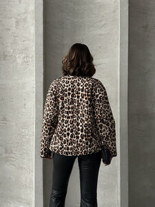Topshow Leopar Leopar Desenli Kapitone Toptan Mont #5