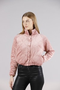 Topshow Pudra Çıtçıtlı Kadife Toptan Mont #3