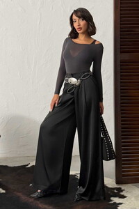 High Waist Wide-Leg Satin Trousers – Stylish and Comfortable Design - Black | F2052 #1