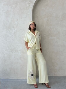 D 2925 ÇİÇEK DETAYLI PANTOLON - SARI #3