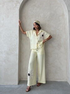 D 2925 ÇİÇEK DETAYLI PANTOLON - SARI #2