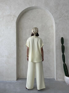 D 2925 ÇİÇEK DETAYLI PANTOLON - SARI #5