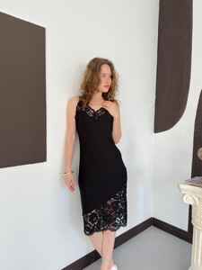 D 3043 DANTEL DETAYLI ASKILI ELBİSE - SİYAH #4