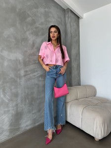 Topshow Pembe Brode Toptan Gömlek #3