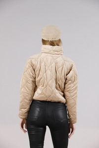 Topshow Açık Camel Çıtçıtlı Kadife Toptan Mont #5