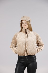 Topshow Açık Camel Çıtçıtlı Kadife Toptan Mont #3
