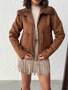 F 2027 SÜET TAVŞAN LAMİNE MONT - TABA #4