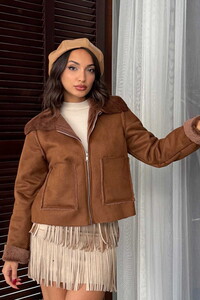 F 2027 SÜET TAVŞAN LAMİNE MONT - TABA #1