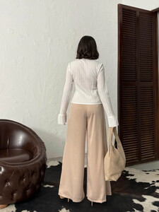 High Waist Wide Leg Satin Trousers – Stylish and Comfortable Design - Stone | F2052 #5