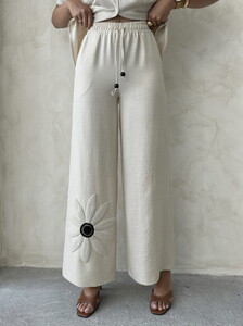 D 2925 ÇİÇEK DETAYLI PANTOLON - TAŞ #4