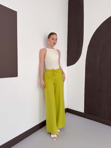 Topshow Fıstık Yeşili Keten Toptan Pantolon #3