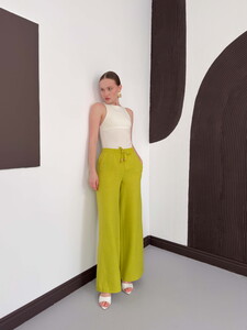 Topshow Fıstık Yeşili Keten Toptan Pantolon #2