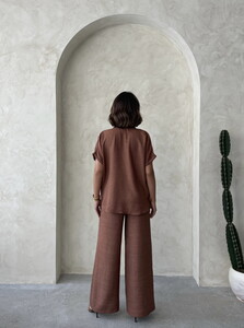 D 2925 ÇİÇEK DETAYLI PANTOLON - KAHVE #5