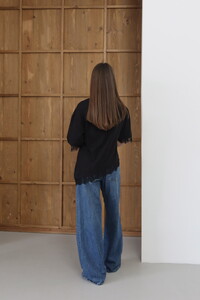 Topshow - Lace Detailed T-Shirt - Black | D2956 #5