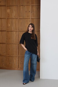 Topshow - Lace Detailed T-Shirt - Black | D2956 #3