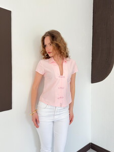D 3048 ÇİN DÜĞMELİ GÖMLEK - PEMBE #2
