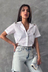 Topshow Beyaz Kemer Detaylı Toptan Gömlek