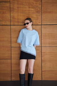 D 2956 DANTEL DETAYLI TİŞÖRT - MAVİ #2