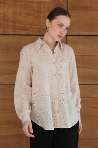 F 2079 KORDENELİ GÖMLEK - TAŞ