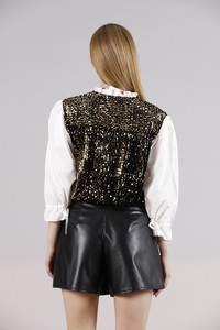 Topshow Siyah Gold Beden Pulpayet Kollar Saten Toptan Sweat #5