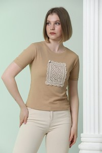 Topshow Taş Önü Dantelli Toptan T-Shirt #3