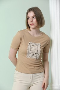 Topshow Taş Önü Dantelli Toptan T-Shirt #4