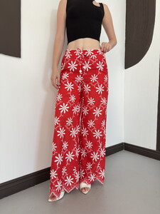 D 2913 NAKIŞLI PANTOLON - KIRMIZI #4