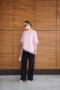 D 2956 DANTEL DETAYLI TİŞÖRT - PEMBE #3