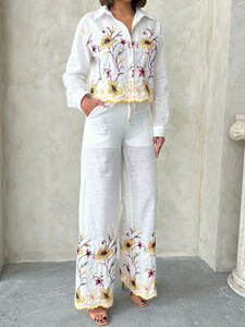 F 1939 NAKIŞLI PANTOLON - SARI #4