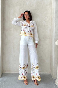 F 1939 NAKIŞLI PANTOLON - SARI