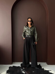 F 2044 SUNİ DERİ GÖMLEK - HAKİ #2