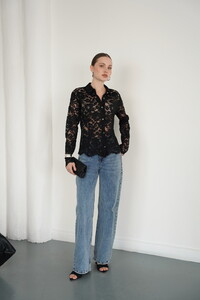 F2081 BRODE DANTELİ GÖMLEK - SİYAH #3