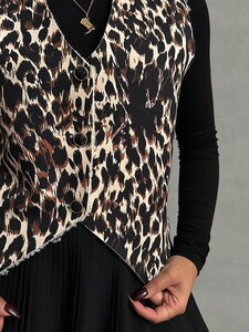 Topshow Leopar D Leopar Desenli Toptan Yelek #4