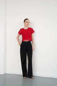 Topshow Kırmızı Güpür Abiye Toptan Bluz #3